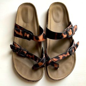 Madden Girl cheetah print strappy slides